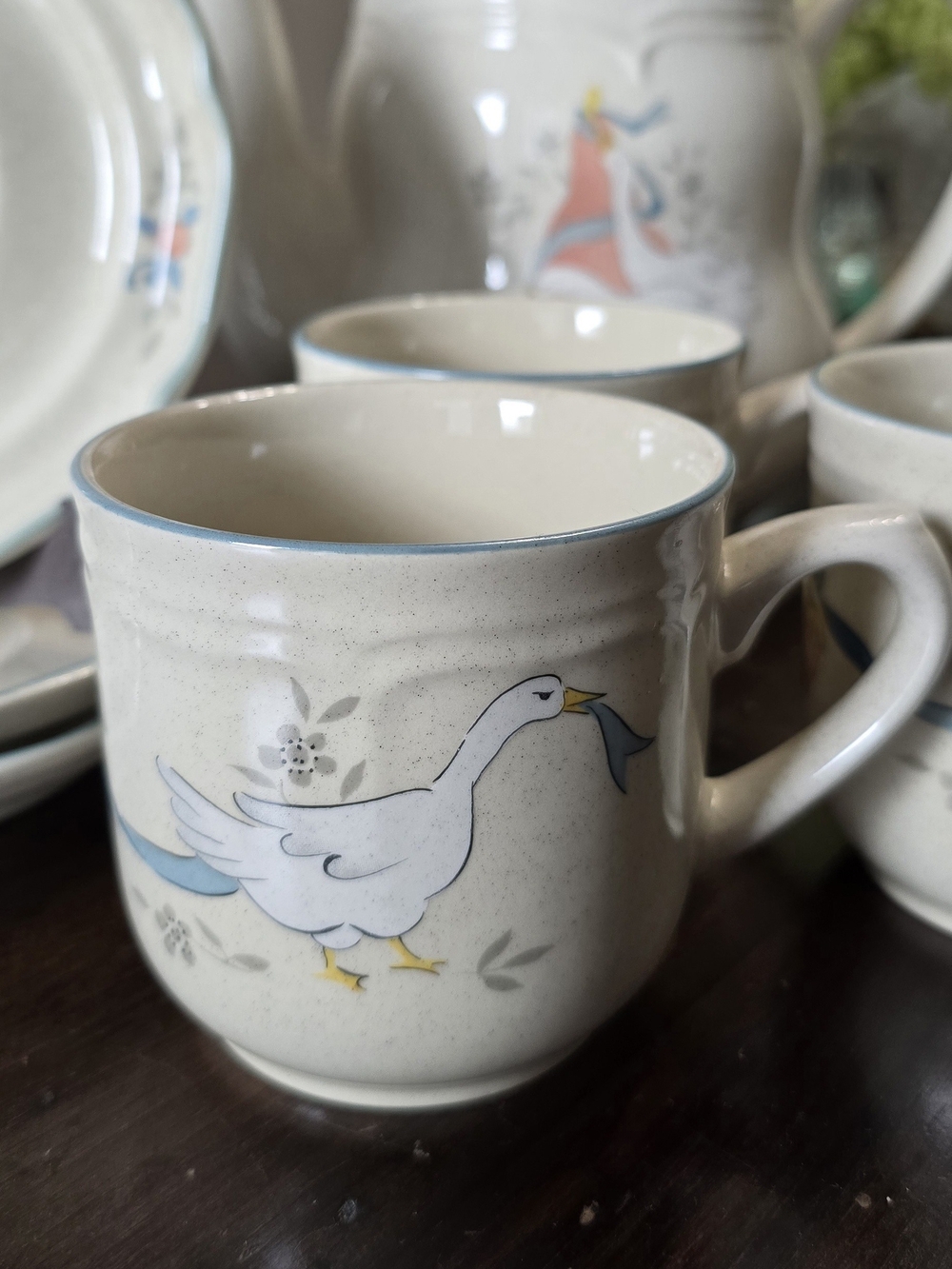 Vintage International China "Marmalade" Goose Cup & Saucer Set (3 Sets)